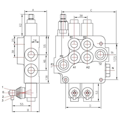 Rozdzielacz hydrauliczny dwusekcyjny (2) 80L-347446071