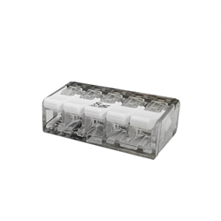 Szybkozłączka elektryczna 5 otworowa z zapadką. przewód- linka. drut  0.5-4 mm2 ( opakowanie zawiera 10 szt. )-347465043