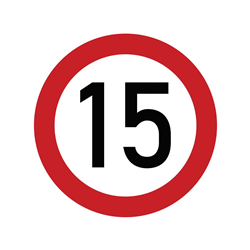 Naklejka laminowana limit prędkości 15 km/h- czerwona obwódka-347466756