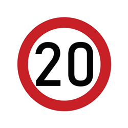 Naklejka laminowana limit prędkości 20 km/h- czerwona obwódka-347893487