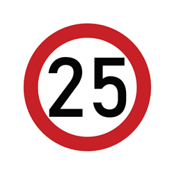 Naklejka laminowana limit prędkości 25 km/h- czerwona obwódka-347465177