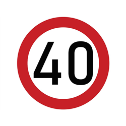 Naklejka laminowana limit prędkości 40 km/h- czerwona obwódka-347465178