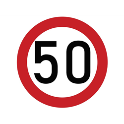 Naklejka laminowana limit prędkości 50 km/h- czerwona obwódka-347465179