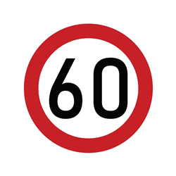 Naklejka laminowana limit prędkości 60 km/h- czerwona obwódka-347893486