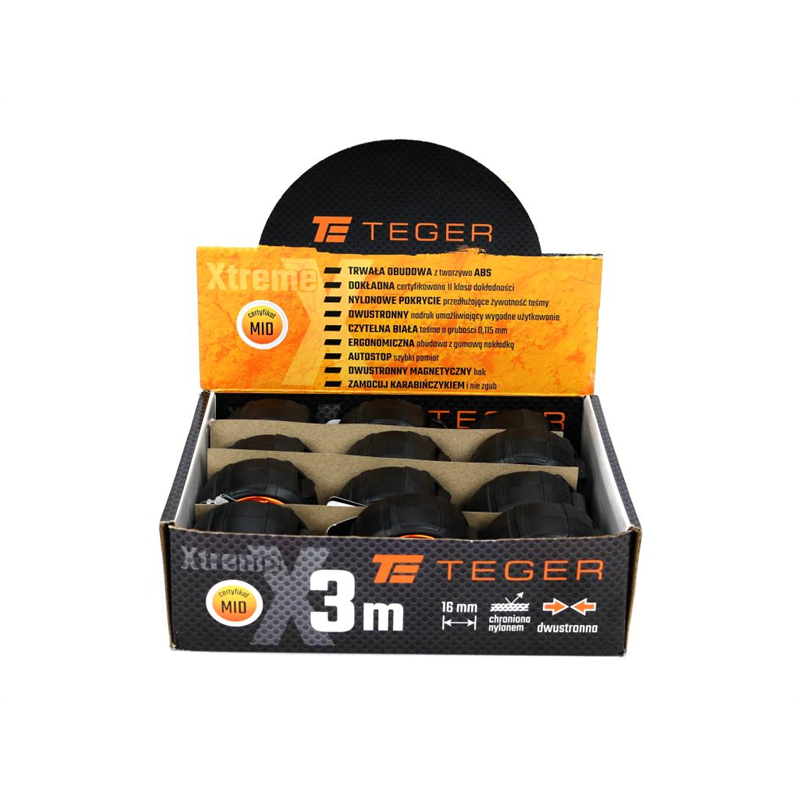 Miara stalowa dwustronna rozwijana 3m 16mm TEGER-347899157