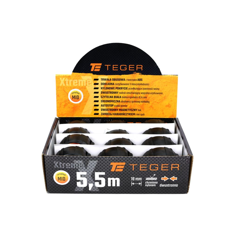 Miara stalowa dwustronna rozwijana 5.5m 19mm TEGER-347470810