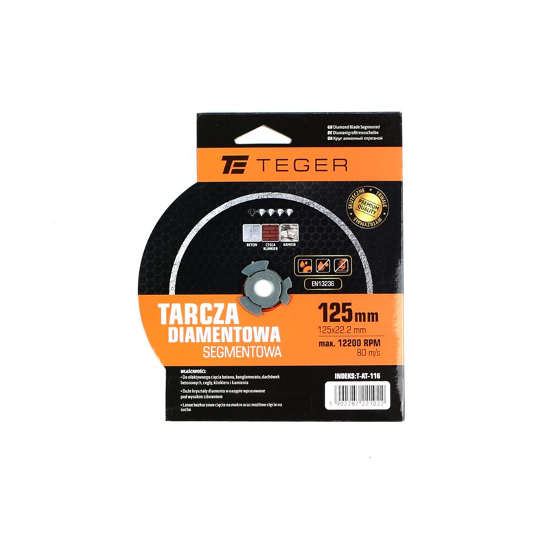 Tarcza diamentowa segmentowa 125x22.23 mm do cięcia betonu TEGER-347470296