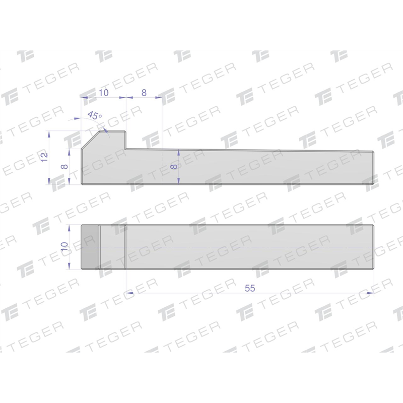 Klin z noskiem 10x8x55 TEGER, (sprzedawane po 5)-347479157