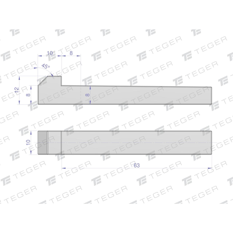 Klin z noskiem 10x8x63 TEGER, (sprzedawane po 5)-347907540