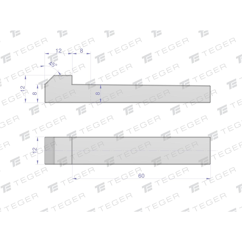 Klin z noskiem 12x8x60 TEGER, (sprzedawane po 5)-347907580