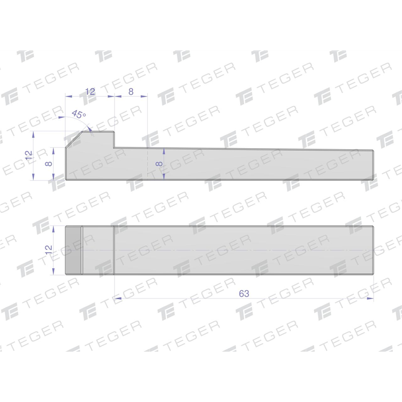 Klin z noskiem 12x8x63 TEGER, (sprzedawane po 5)-347479099