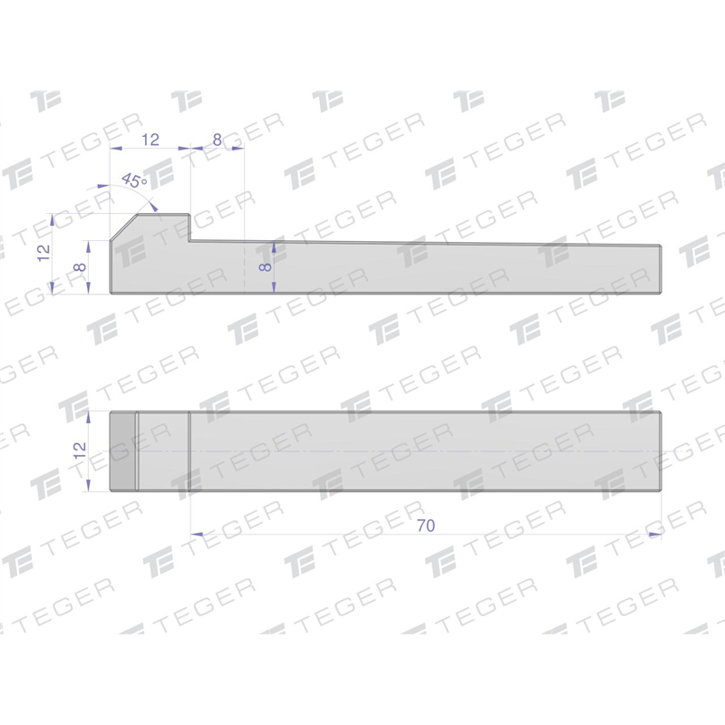 Klin z noskiem 12x8x70 TEGER, (sprzedawane po 5)-347907582