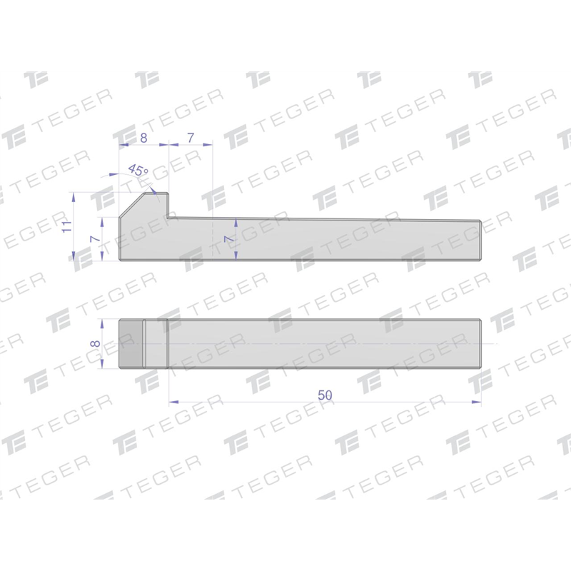 Klin z noskiem 8x7x50 TEGER, (sprzedawane po 5)-347907536