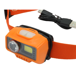 Latarka czołówka LED COB, 500 Lm uruchamiana gestem akumuator 1400 mAh ładowana USB Teger-347908055