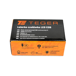 Latarka czołówka LED COB 200 Lm ładowana USB Teger-347899484