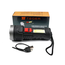 Latarka uniwersalna obudowa z ABS diody LED XPE COB 250 lm z funkcją warsztatową ładowana USB Teger-347471134
