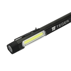 Latarka LED COB pen aluminiowa 400lm akumulator 750mAh ładowana USB Teger-347903860