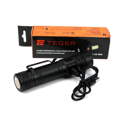 Latarka uniwersalna diody LED typu T6 COB aku 1200 mAh ładowany USB 400 lm Teger-347475494