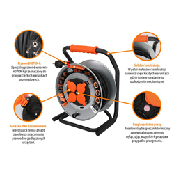 Przedłużacz bębnowy, przemysłowy HEAVY DUTY, 3X2,5mm, IP44, H07RN-F, cert. CE / 30M, Teger-347905908