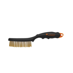 Szczotka druciana do rdzy PROFESSIONAL , drut mosiężny / 4 rzędowa, z plastikową rączką, Teger-347774645