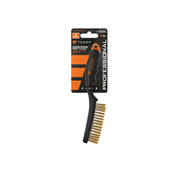 Szczotka druciana do rdzy PROFESSIONAL , drut mosiężny / 4 rzędowa, z plastikową rączką, Teger-347908366