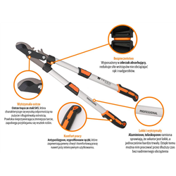 Sekator nożycowy PROFESSIONAL - dwuręczny teleskopowy, aluminiowy, Teger-347770665