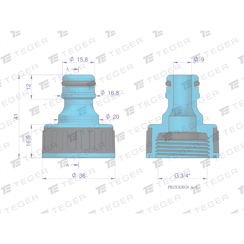 Przyłącze do kranu 3/4" / TEGER-347895132
