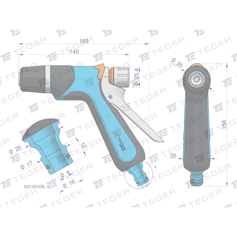 Pistolet natryskowy - regulowany. tylny spust / TEGER-347466830