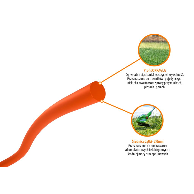 Żyłka tnąca do podkaszarek / Okrągła / 1.6 mm / 15 m / TEGER-347900446