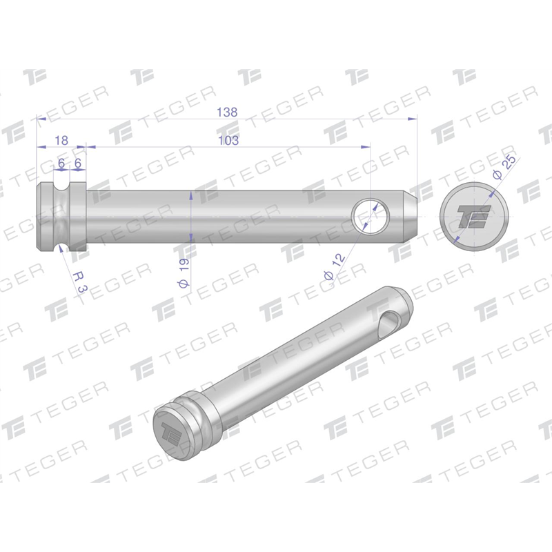 Sworzeń łącznika górnego 19x103x138 TEGER-347475117