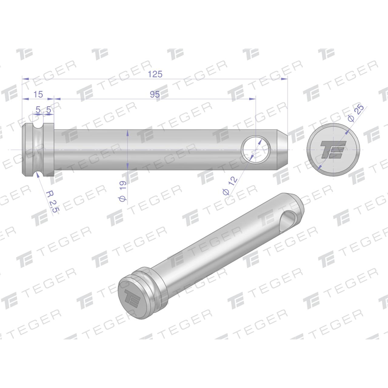 Sworzeń łącznika górnego 19x95x125 TEGER-347475114