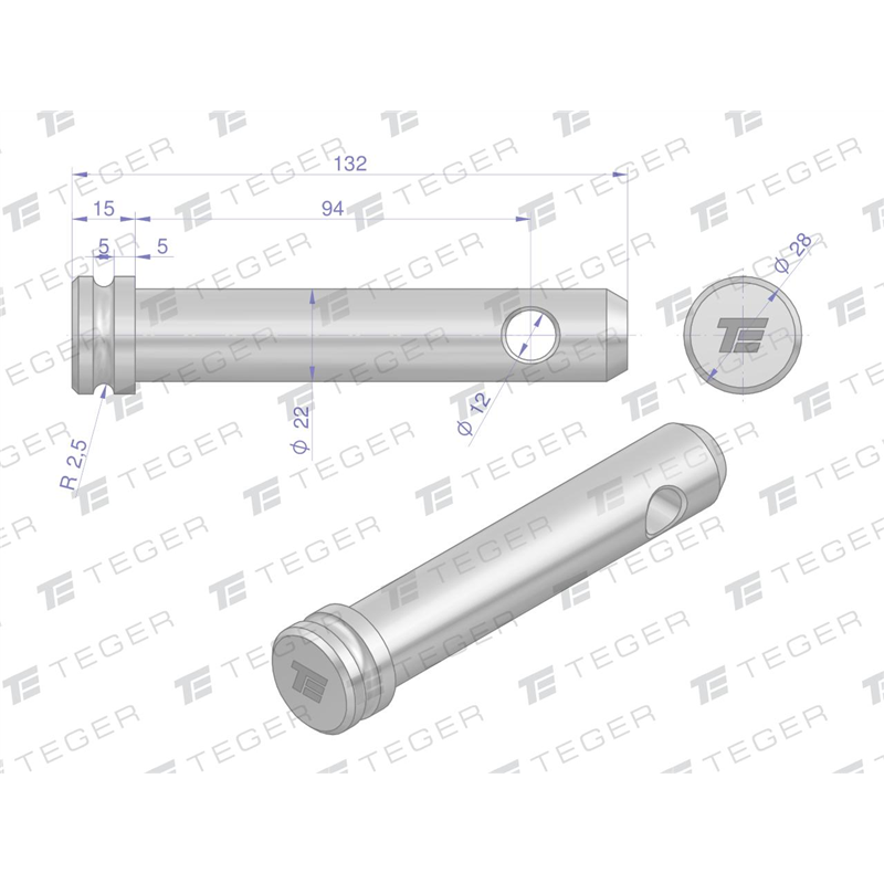 Sworzeń łącznika górnego 22x94x132 TEGER-347475141