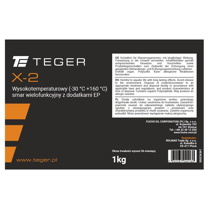 Smar wielofunkcyjny wysokotemperaturowy z dodatkami EP TEGER X-2, opakowanie 1kg (Pakowane po 10szt.)-347905028