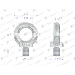 Śruba oczkowa, śruba z oczkiem M14 TEGER, (sprzedawane po 5)-347770461
