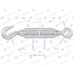 Śruba rzymska oko-hak 16x170 TEGER (sprzedawane po 5)-347907799