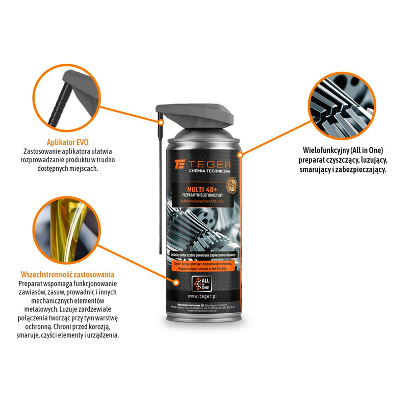 Preparat wielofunkcyjny MULTI-40+ z aplikatorem EVO  400ml / TEGER-347894258
