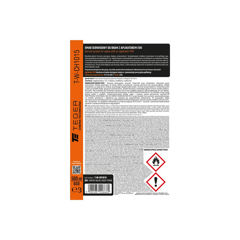 Smar serwisowy do bram  z aplikatorem EVO 500 ml / TEGER-347912368