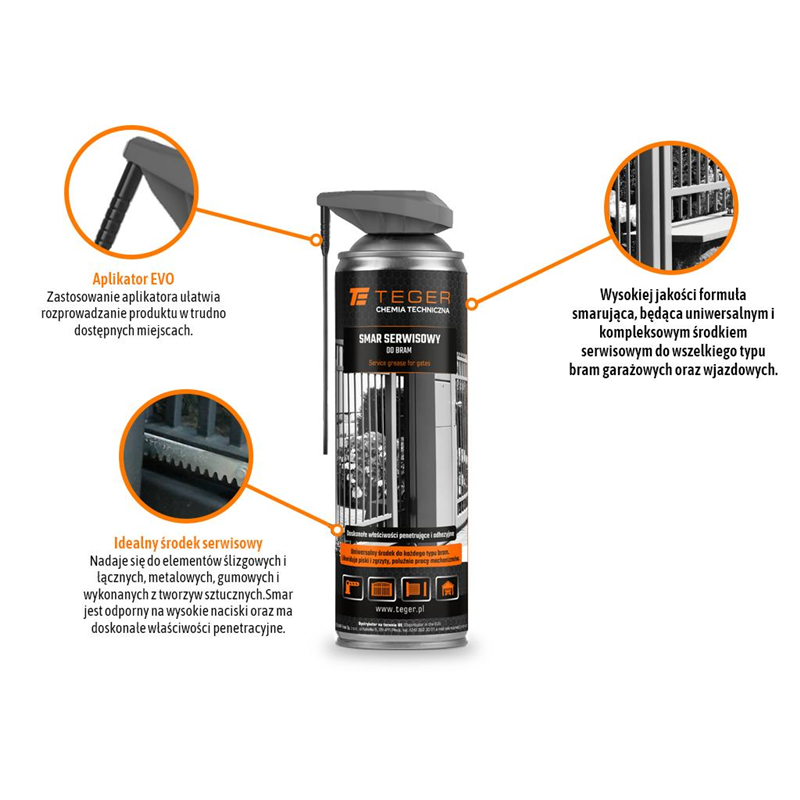 Smar serwisowy do bram  z aplikatorem EVO 500 ml / TEGER-347465964
