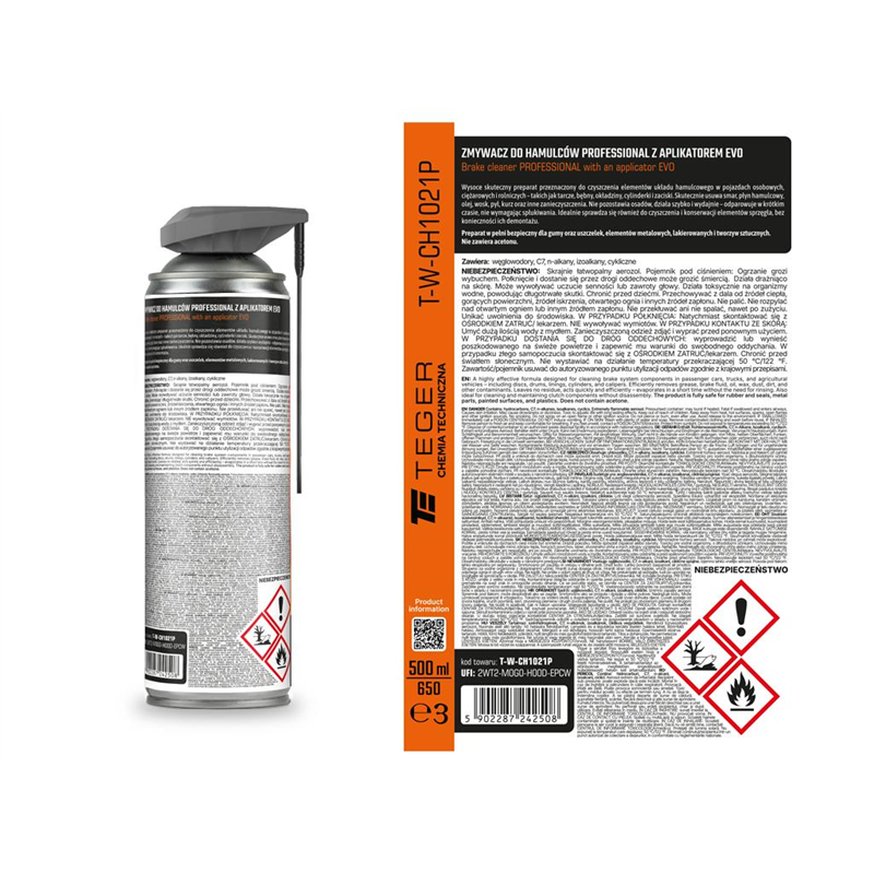Zmywacz do hamulców PROFESSIONAL z aplikatorem EVO, 500ml, Teger-347912503