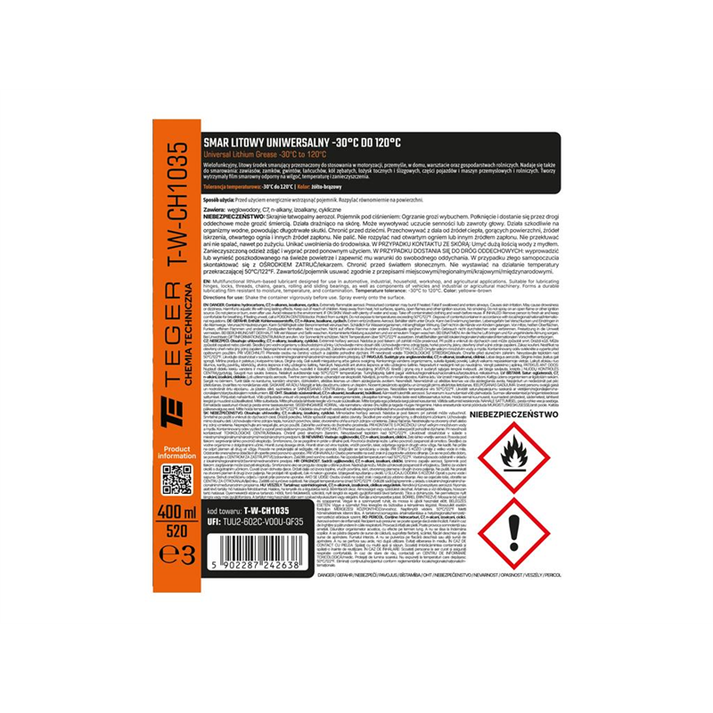 Smar litowy uniwersalny -30° do +120°, 400ml, Teger-347912539