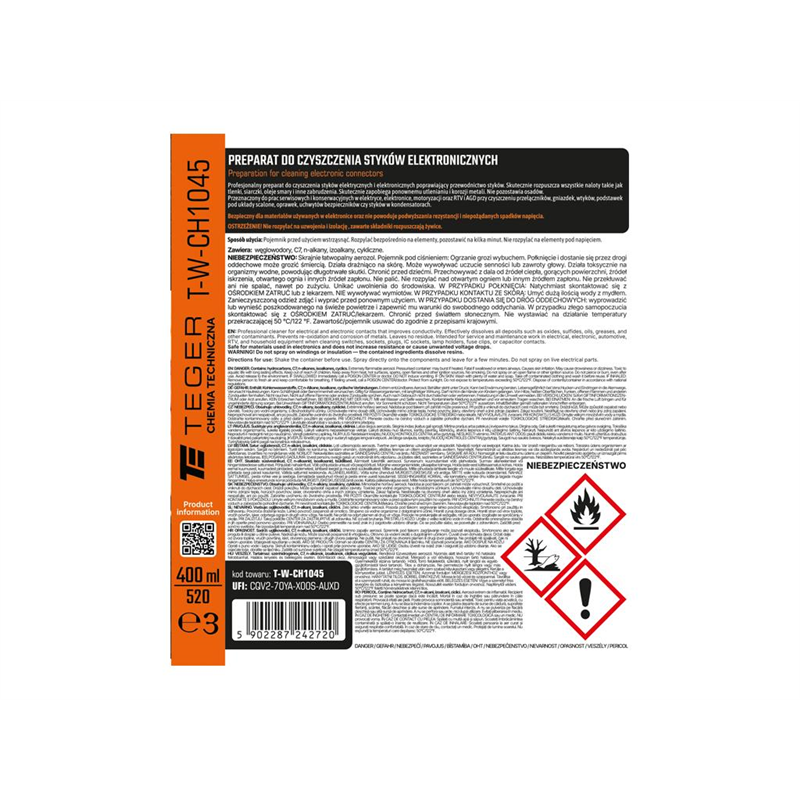 Preparat do czyszczenia styków elektronicznych, 400ml, Teger-347912566