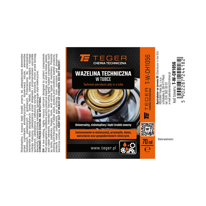 Wazelina techniczna w tubce, 70 ml, Teger (Pakowane po 12 szt)-347912581