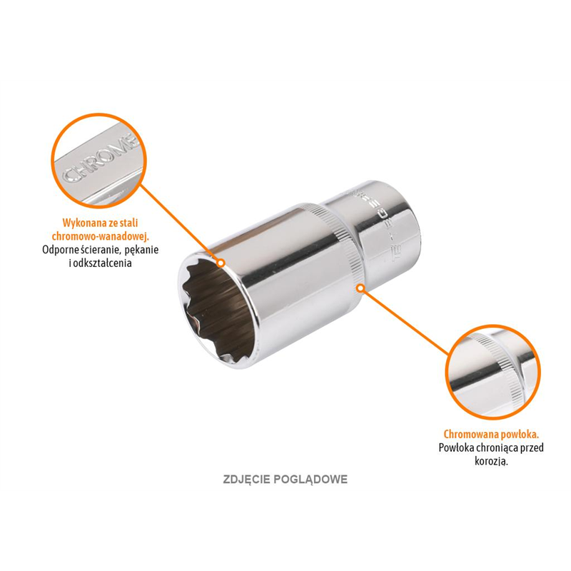 Klucz nasadowy 1/2" dwunastokątny długi 19 mm / TEGER-347901422