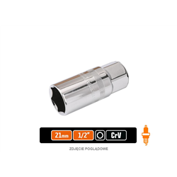 Klucz nasadowy 1/2" sześciokątny 21 mm - do świec / TEGER-347901055