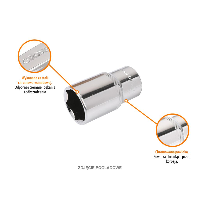 Klucz nasadowy 1/2" sześciokątny długi 22 mm / TEGER-347901086