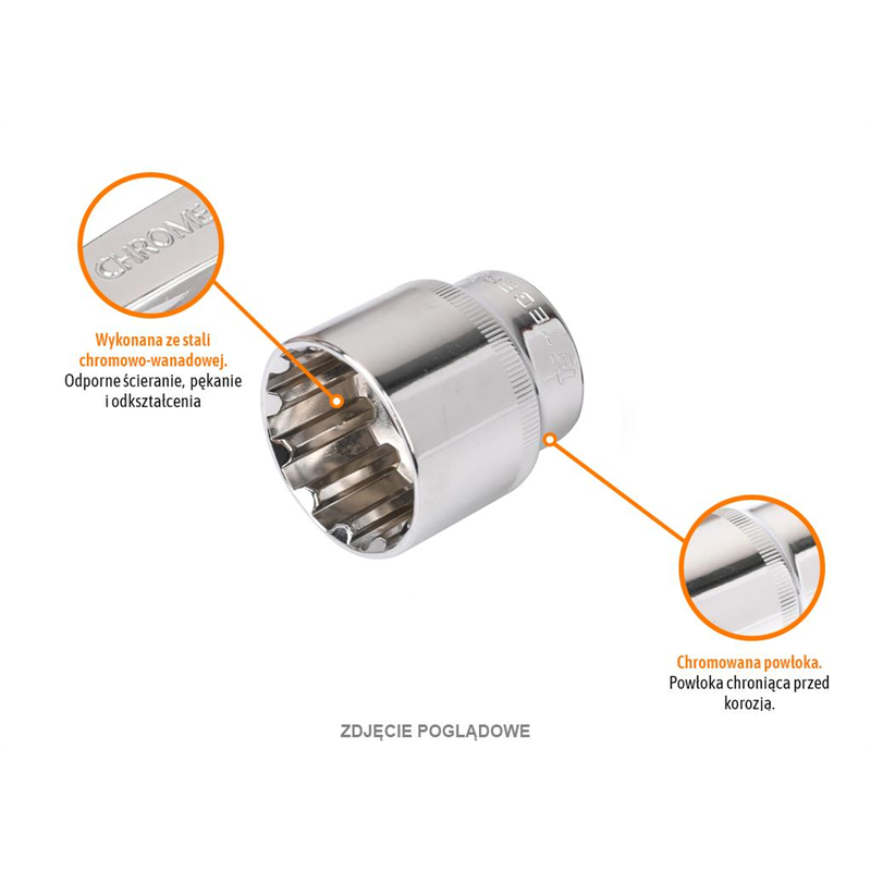 Klucz nasadowy 1/2" SPLINE 15 mm / TEGER-347473349