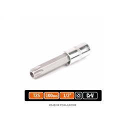Klucz nasadowy 1/2" z bitem TORX 100 mm/T25 / (z otworem) / TEGER-347901581