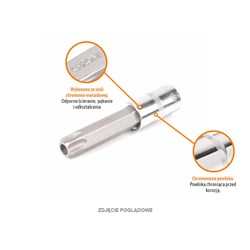 Klucz nasadowy 1/2" z bitem TORX 100 mm/T25 / (z otworem) / TEGER-347901582