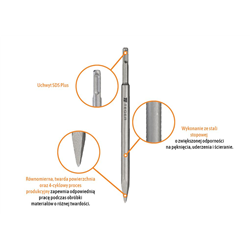 Dłuto do betonu spiczaste - SDS PLUS 12x250 mm / TEGER-347469313