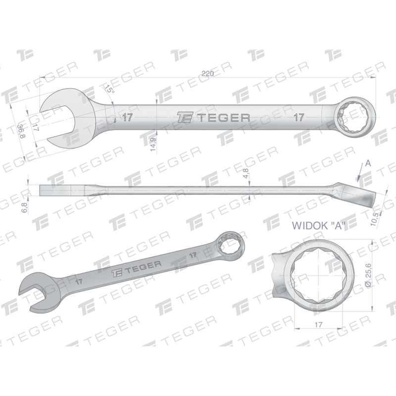 Klucz płasko-oczkowy 17 mm / TEGER-347466273